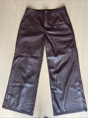 Kut Wide-Leg Faux Leather Pants in Chocolate Brown